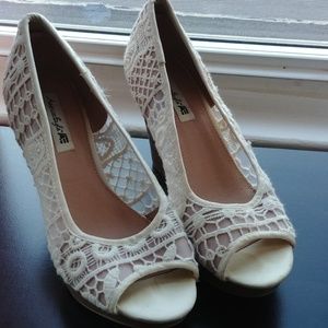 American Eagle lace wedge heels